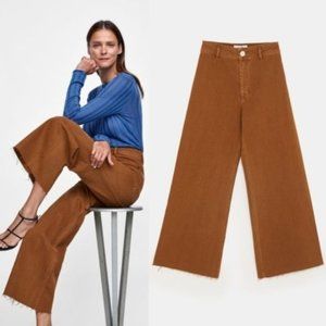 Zara MARINE Straight - rusty brown wide leg pants